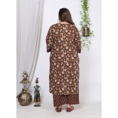 Swasti Cotton Printed Kurti With Palazzo Womens Stitched Salwar Suit - Brown ( Pack of 1 ) - None