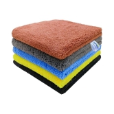 SOFTSPUN Microfiber High Loop Cleaning Cloths, 40x40 cms 5 pcs Towel Set 380 GSM (Multi-Color). Thick Lint & Streak-Free Multipurpose Cloths.