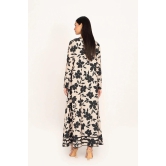 Cream and Black Colour Flower Printed Korean BSY Party Wear Kaftan And Inner-XS / Cream