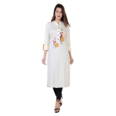 Kbz White Rayon Straight Kurti - XXL