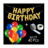 Party Propz Happy Birthday Decoration Kit with LED balloons & Foil Balloon Banner - Set of 40 - Multi-Color