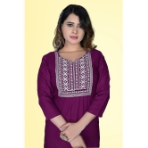 haya fashion - Magenta Rayon Women's Straight Kurti ( Pack of 1 ) - None