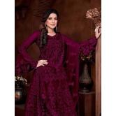 A TO Z CART Wine Flared Net Womens Semi Stitched Ethnic Gown ( Pack of 1 ) - None