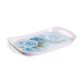 HomePro - Blue Floral Design Tray Multicolor Serving Tray ( Set of 1 )