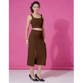 Selvia Brown Solid Skirt Top Set - None