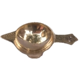 Mii Art Brass Single Traditonal Arti Diya Oil Lamp Pooja Deepak with Handle for Pooja Pital Ka Diya(Size-9cm)pack of 1 pcs