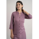 MAUKA - Purple Rayon Women''s Front Slit Kurti ( Pack of 1 ) - None