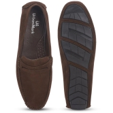 UrbanMark Men Comfortable Suede Leather Slip-On Loafers- Brown - 8