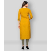 Vbuyz - Yellow Cotton Womens High Slit Kurti ( Pack of 1 ) - L