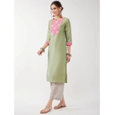 Pannkh - Green Art Silk Womens Straight Kurti ( Pack of 1 ) - None