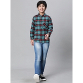 Oxolloxo Boys Relaxed Buffalo Tartan Checked Band Collar Cotton Casual Shirt