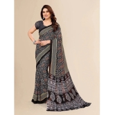 Kashvi Sarees Georgette Printed Saree With Blouse Piece - Black ( Pack of 1 ) - Black