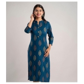 MAUKA - Blue Rayon Womens Straight Kurti ( Pack of 1 ) - None