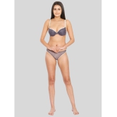 ILRASO - Dark Grey Net/Mesh Women's Bra & Panty Set ( Pack of 1 ) - None