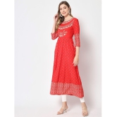 Kbz - Red Rayon Women's Flared Kurti ( Pack of 1 ) - None