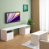 White Rectangular T.V Unit Cabinet - Modern Storage Solution-White