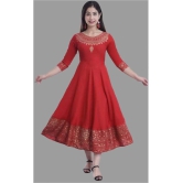 SIPET - Red Rayon Womens Anarkali Kurti ( Pack of 1 ) - None