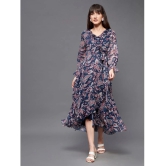 Miss Chase Polyester Printed Midi Womens Wrap Dress - Navy ( Pack of 1 ) - None