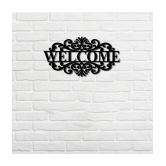 Asmi Collection Beautiful 3D Black MDF Wood Welcome Wall Sticker ( 16 x 30 cms )