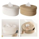 Cotton Rope Tissue Holder Organizer Box-Grey