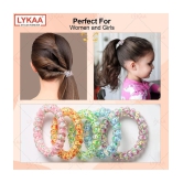 Lykaa Spiral Hair Ties For Thick Hair, Hair Coils Waterproof Ponytail Holders - 5 Pcs (Multicolor) - Multi