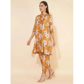 Janasya Womens Mustard Moss Floral Printed Co-Ord Set - None