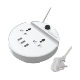 Portronics Power BUN, a Surge Protector with 2 AC Outlets and 3 USB Charging Ports Plus a Phone Docking Station, 1.5 Meter Power Cord, LED Indicator, White