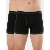 Jokcey Men's Super Combed Cotton Rib Solid Boxer Brief 1017 Black Pack Of 2