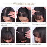 RefynHair Low Density Clip-In Hair Bang Extension | 100% Remy Human Hair | Natural Looking Fringe Hair Extensions for Girls and Women | Easy Single Clip In | Lightweight Wispy Bangs - Medium Brown