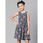 Oxolloxo Girls Floral Print Sleeveless Round Neck Dress