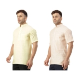 KLOSET By RIAG Beige Cotton Men's Shirt Style Kurta ( Pack of 2 ) - None