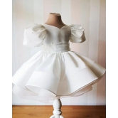 Cutedoll White Pearls Silk Kids Girl Frock Dress-9-12 Month