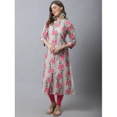 Pistaa Viscose Printed Front Slit Women''s Kurti - Pink ( Pack of 1 ) - None