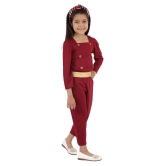 Kids Cave - Maroon Rayon Girls Jumpsuit ( Pack of 1 ) - None