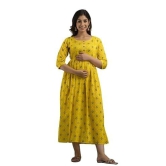 KASHVI Creation Women's Cotton Floral Printed Anarkali Maternity Feeding Kurti ( Yellow)