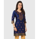 Meher Impex - Navy Art Silk Womens A-line Kurti ( Pack of 1 ) - None