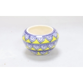 Khurja Pottery: Indoor Pot, Apple-Shaped, Medium (4 Inches) - Yellow