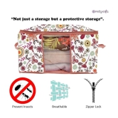 PrettyKrafts Underbed Storage Bag, Storage Organizer, Blanket Cover with Side Handles (Set of 3 pcs) - Multi Flower