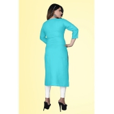 HAYA - Light Blue Rayon Women's Straight Kurti ( Pack of 1 ) - None