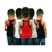 HAP KINGS BOYS Grey, Blue, Red, Black & White RIB VEST Pack of 5 - None