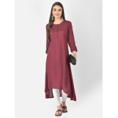 Pistaa - Wine Viscose Women's Asymmetrical Kurti ( Pack of 1 ) - None