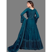 Apnisha Teal Flared Net Womens Semi Stitched Ethnic Gown ( Pack of 1 ) - None