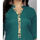 Rangrasiya - Green Cotton Women's Front Slit Kurti ( Pack of 1 ) - 3XL