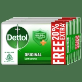 Dettol Bathing Soap Bar - Original, 99.99% Germ Protection, Dermatologically Tested, 125 Gram (Pack Of 4)