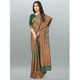 Om Shantam Sarees - Green Banarasi Silk Saree With Blouse Piece ( Pack of 1 ) - Green