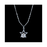 Silver Shine Silver Plated Chain With Solitaire Diamond In Star Shape Pendant  For Women - Golden