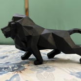 Geometric Lion Decorative Sculpture-Black