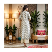 AMIRAS INDIAN ETHNICWEAR Cotton Printed Front Slit Womens Kurti - White ( Pack of 1 ) - None