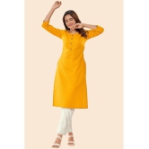 Glomee - Yellow Cotton Women's Straight Kurti ( Pack of 1 ) - None