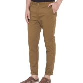 Men Regular Fit Khaki Cotton Blend Trousers